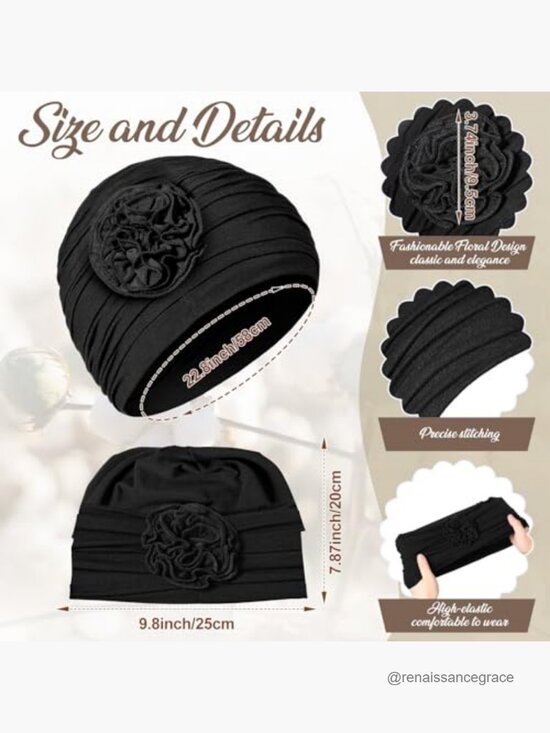 Soft Cotton Chemo Headwear Set 4 Pcs Elastic Beanie Turbans for Women main image 6